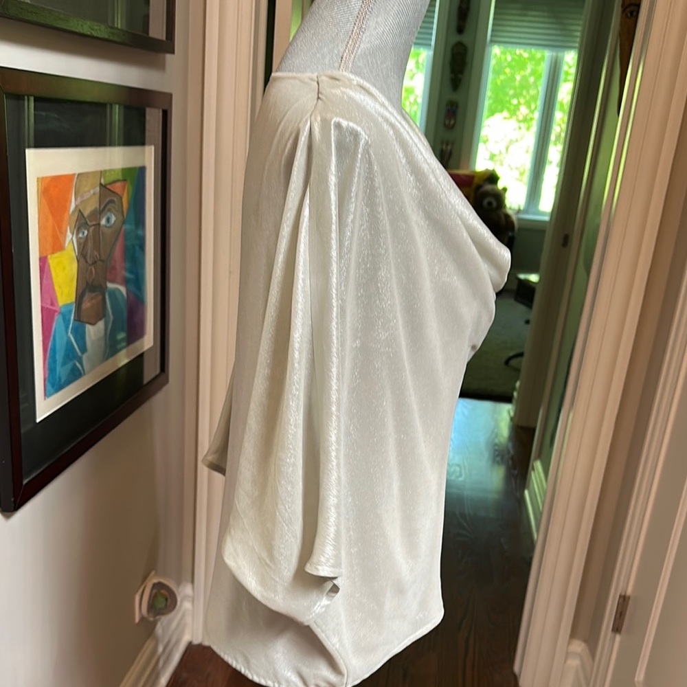 Ted Baker London Silver Draped 3/4 Sleeve Blouse - Picture 8 of 9